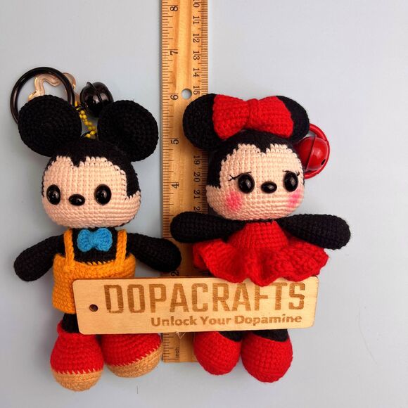 Mickey Minnie Crochet Keychain Set | Handmade Amigurumi Mickey Minnie Plush - Picture 7 of 9